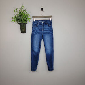 American Eagle Skinny Curvy Hi Rise Jegging Jeans Dark Blue Wash Stretch AE 2 S